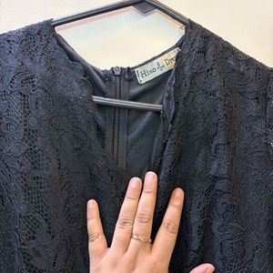 Elegant Black Lace Wrap Dress