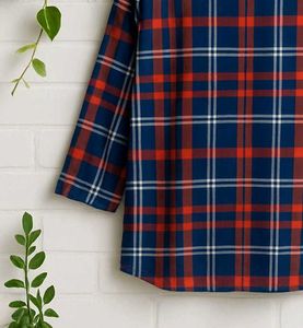 Plaid 3/4 Sleeve Top