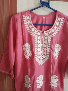 Pink Chikan Kurti