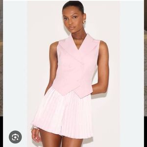 PLT Pink Double Breasted Pleated Playsuit
