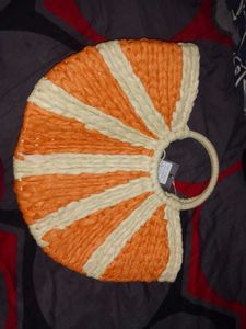 Unique Fan-Shaped Raffia Handbag