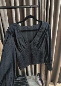 ONLY Cute Black Crop Top with sleeves | L size