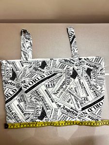 Newsprint Black &amp; White Cotton Crop Top