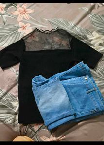 Black Top &amp; Jeans Set🖤