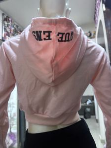 Pink Cropped Hoodie