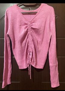 pink Tie Detail Top