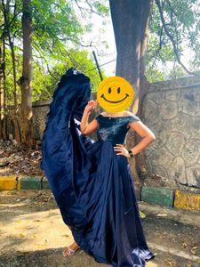 Elegant Navy Blue Evening Gown