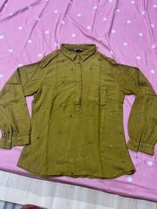 Kurta Style Shirt With Half Buttons Full Sleeves
