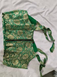 Green &amp; Gold Brocade Blouse