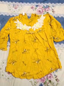 Yellow Floral Embroidered Blouse