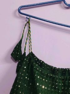 Emerald Green Sequin Frock Style Kurti