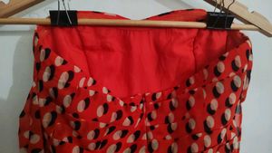 French Designer Orange Polka Dot Dress