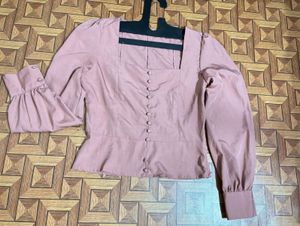 Peach Button-Down Top