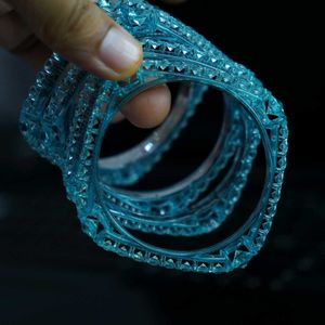 Blue Beaded Bracelets (Set of 4)