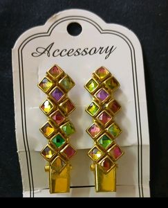 Kundan Stones Hair Clips For Kids