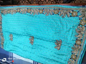 New With Tag Sky-blue Saree 💥Price Drop