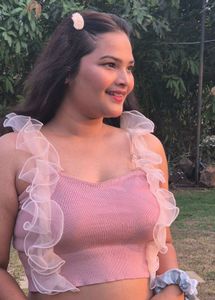 Pink Ruffle Crop Top