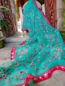 Free Stitched Blouse 🆕Full Body Embroidered Saree