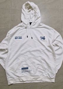 White Graphic Print Hoodie
