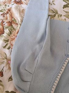 Blue Knit Crop Top