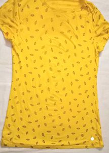 Leaf Print Slim Fit Crew-Neck T- shirt