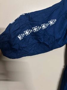 Navy Embroidered Peasant Dress