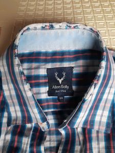 allen solly 39 pure cotton blue check formal shirt
