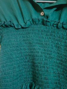Bardot Style Dark Green Top