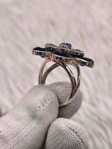 Blue Flower Ring 925 Silver Sterling