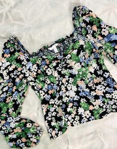 Floral Print Smocked Top