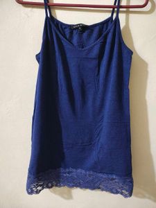 Blue Lace Trim Cami Top