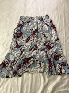 Floral Print Ruffle Hem Skirt