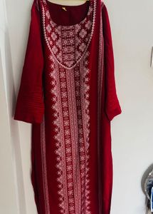 Elegant Red Embroidered Kurta