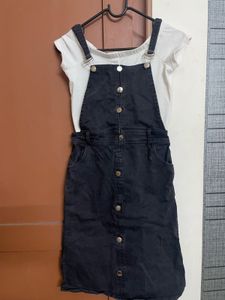 Denim Dungree With Tshirt