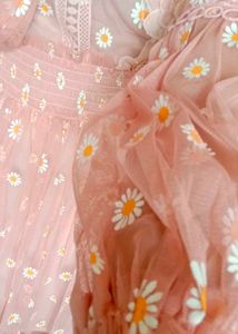 Pink Floral Mesh Dress