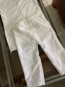 White Embellished Kurta Pajama Set