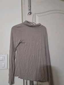 Beige Turtleneck Top