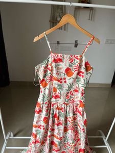 Fit &amp; Flare Tropical Beach Printed Maxi Dress