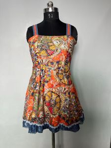 Orange Patterned Mini Dress