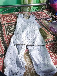 White Printed Kurta Set
