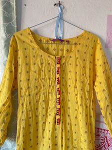 Yellow Printed Kurti