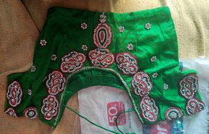 Heavy Kundan Work All Over The Saree Netted Saree And Very Pretty Heavy Work Blouse 🟢