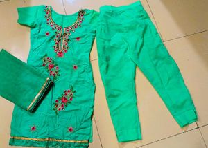 Mint Green Embroidered Salwar Suit And Dupatta