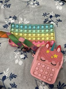 Unicorn themed pop it pouch and mini purse
