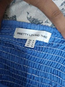 Blue Embroidered Halter Top