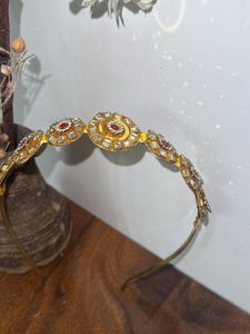 Elegant Gold &amp; Red Gemstone Headband