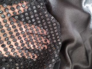 Black Sequin Fabric 1m, PREMIUM Satin 1m