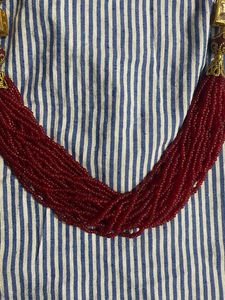 Red Beaded Statement Necklace