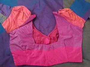 Art Silk Multi Colour Saree With Stiched Blouse