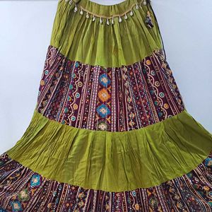 Navratri Green-mahroon Lengha